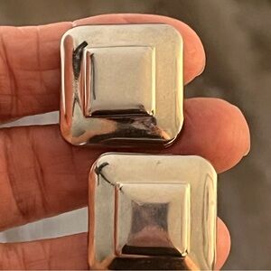 Silver Square Clip-On Earrings